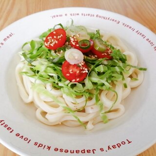 電子レンジで☆キャベツとミニトマトの冷やしうどん